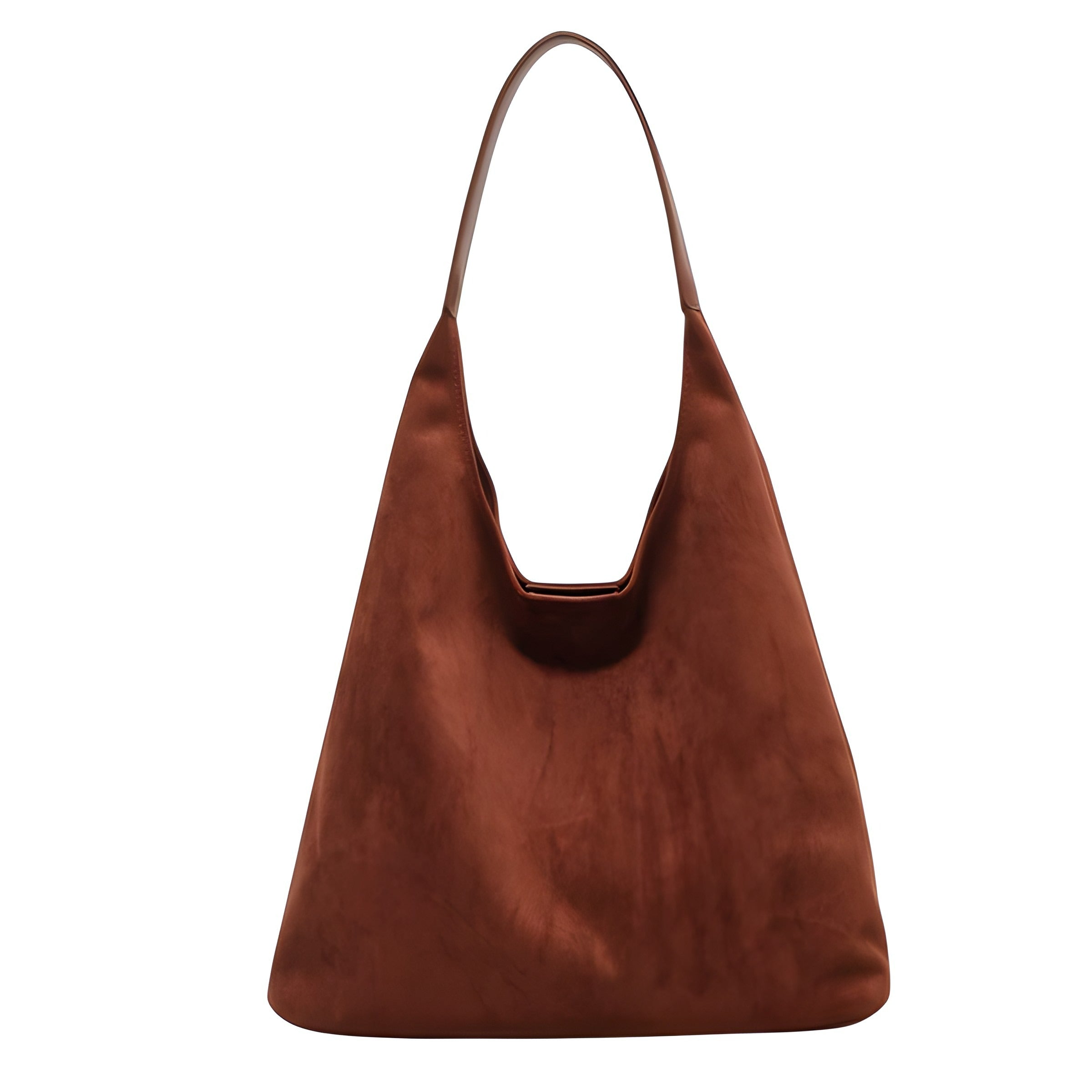 Suede Shoulder Bag with Reinforced Handles for Women