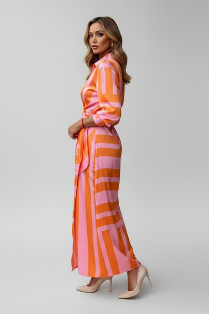 Women’s Maxi Dress with Wrap Front and Printed Surface
