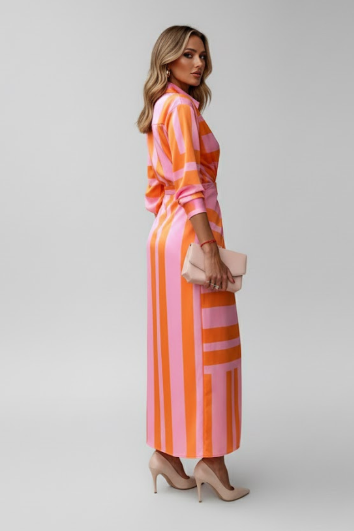 Women’s Maxi Dress with Wrap Front and Printed Surface