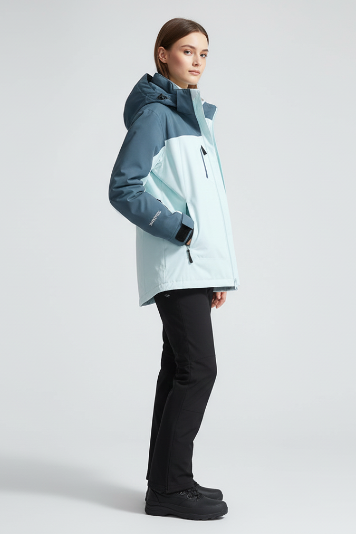 Unisex Ski Jacket with Hood and Zippered Pockets