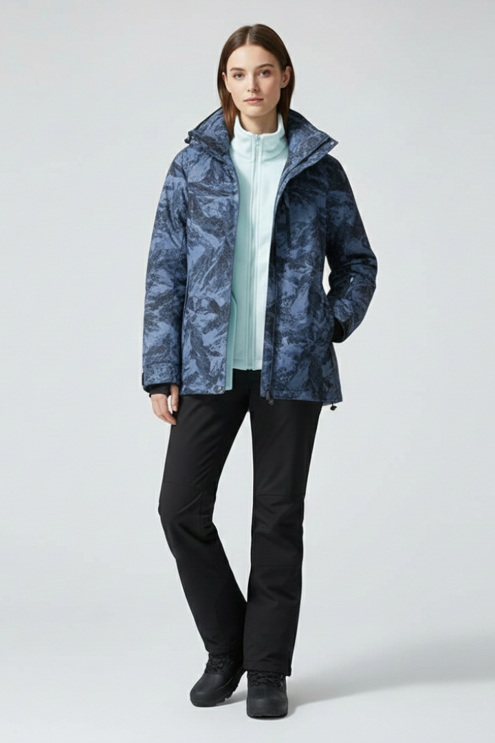 Unisex Ski Jacket with Hood and Zippered Pockets