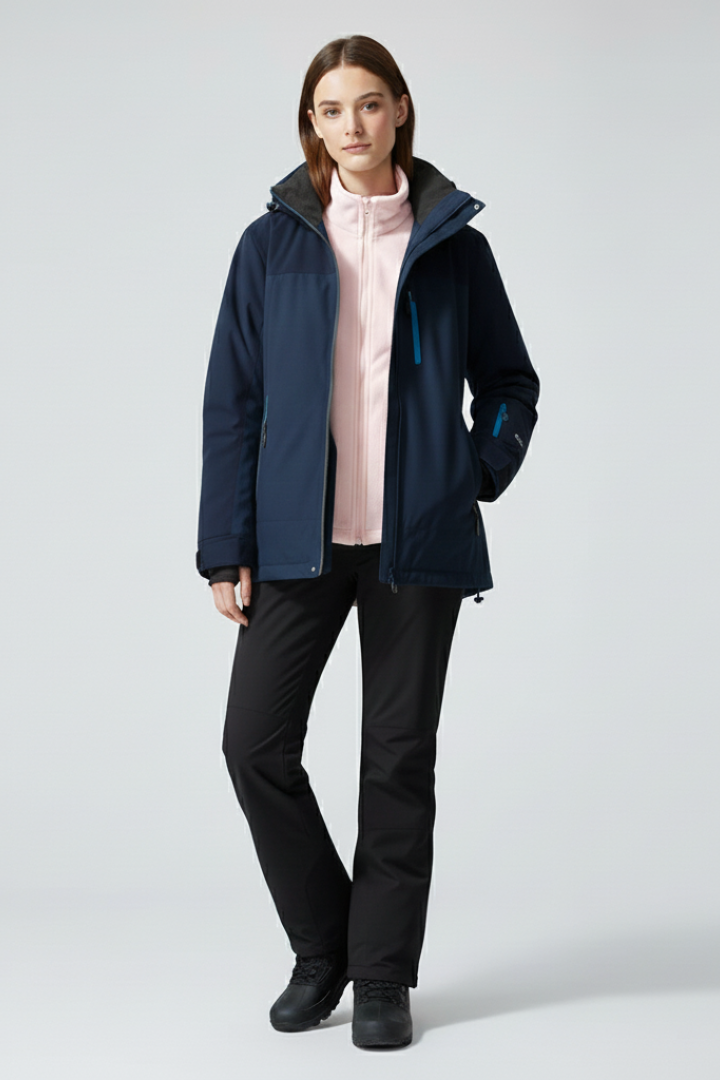 Unisex Ski Jacket with Hood and Zippered Pockets