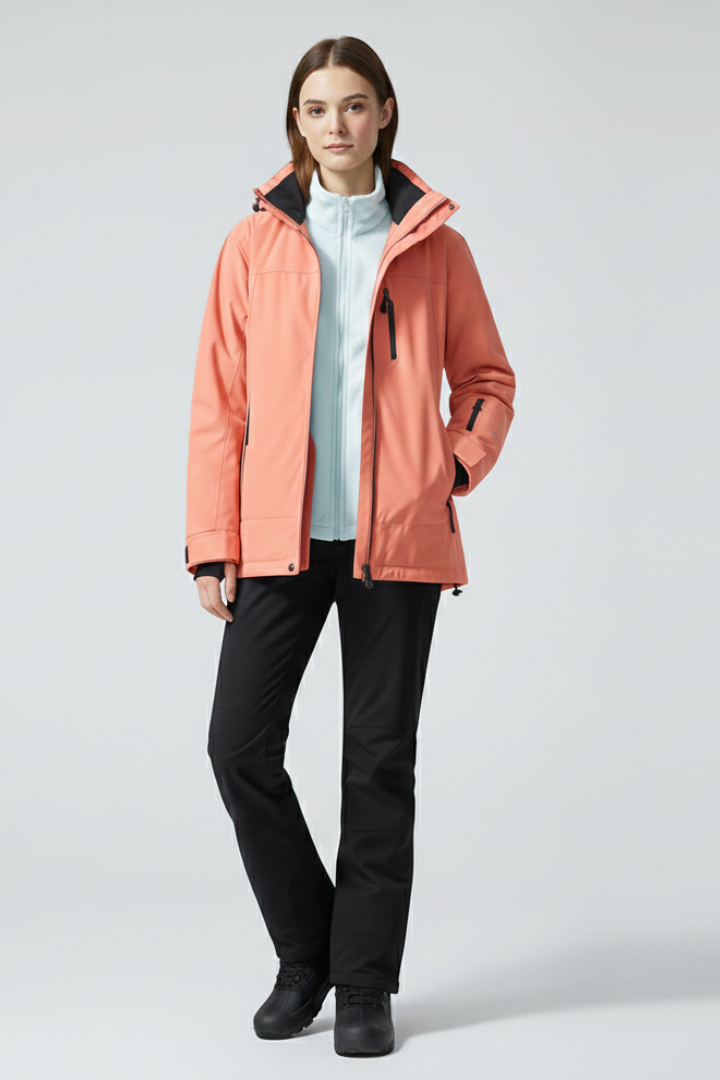 Unisex Ski Jacket with Hood and Zippered Pockets