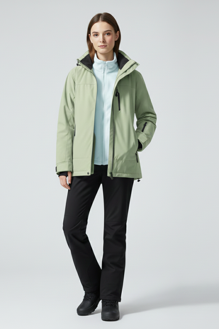 Unisex Ski Jacket with Hood and Zippered Pockets