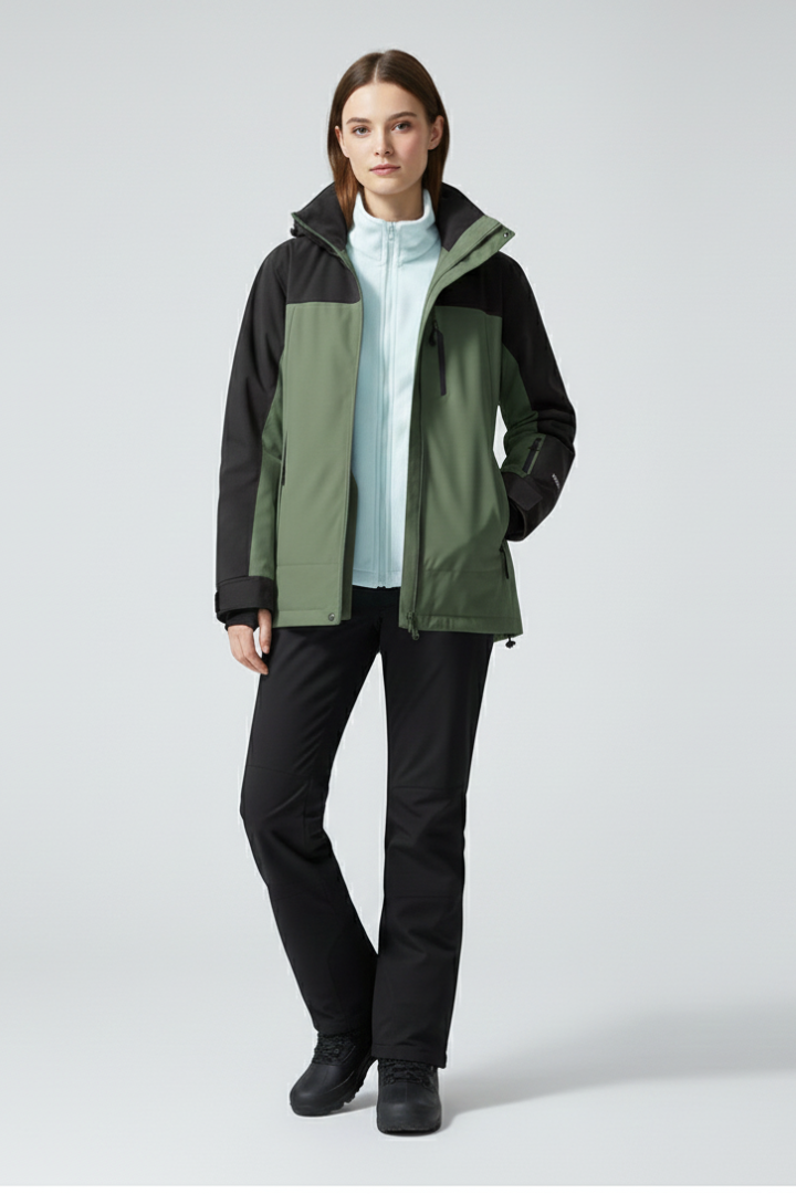 Unisex Ski Jacket with Hood and Zippered Pockets