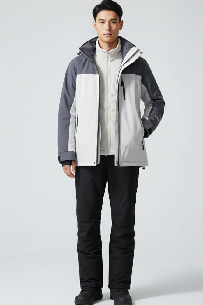 Unisex Ski Jacket with Hood and Zippered Pockets