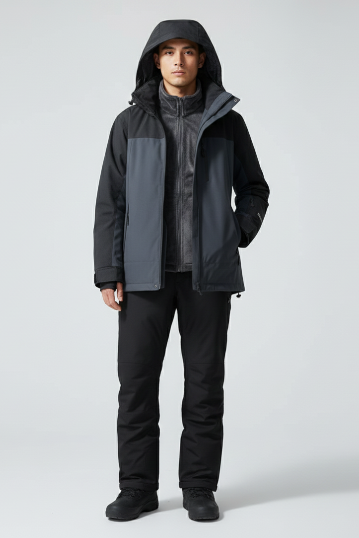 Unisex Ski Jacket with Hood and Zippered Pockets