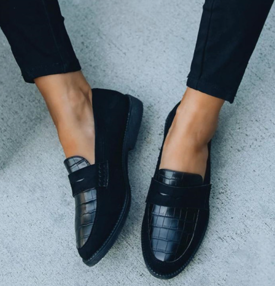 Unisex Loafers with Glossy Textured Upper and Slip-On
