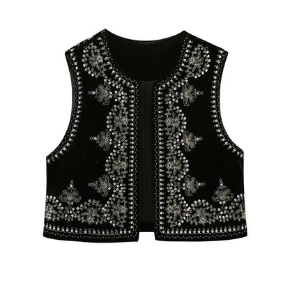 Vintage Embroidered Vest for Women