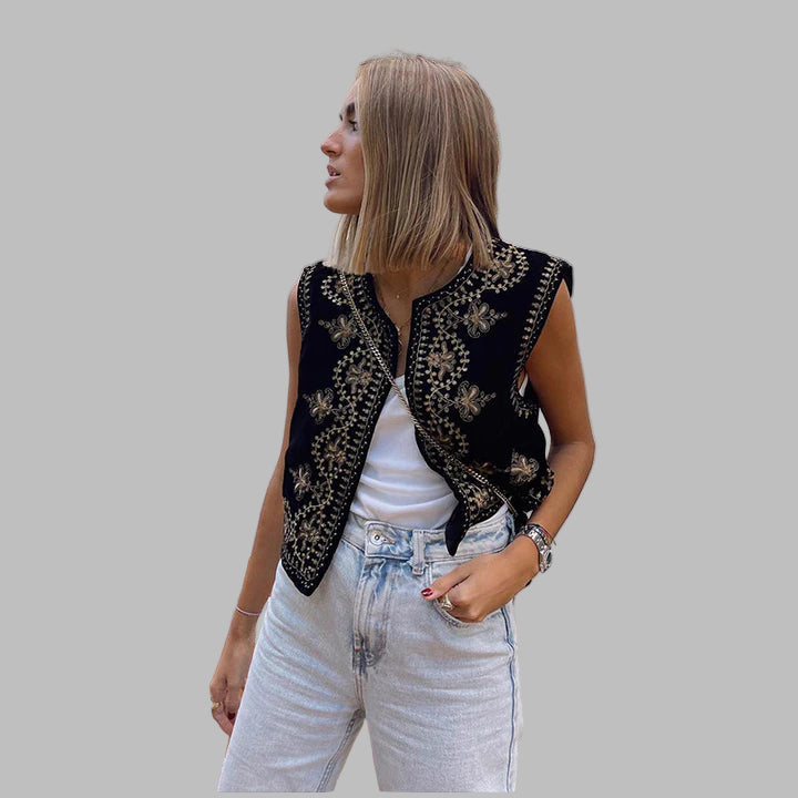 Vintage Embroidered Vest for Women
