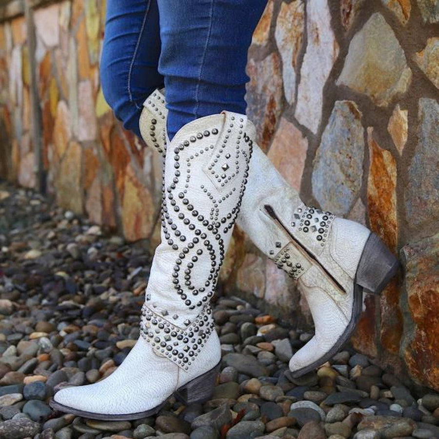 Vintage High-Cut Boots with Chunky Heel