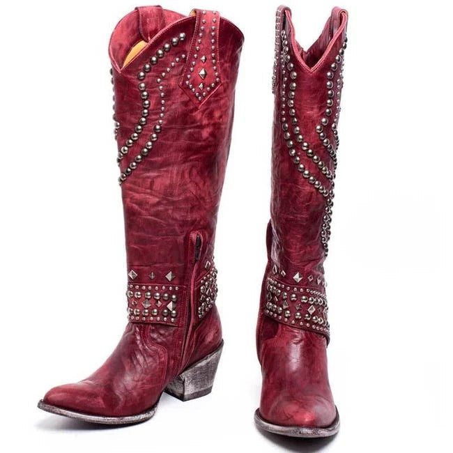 Vintage High-Cut Boots with Chunky Heel