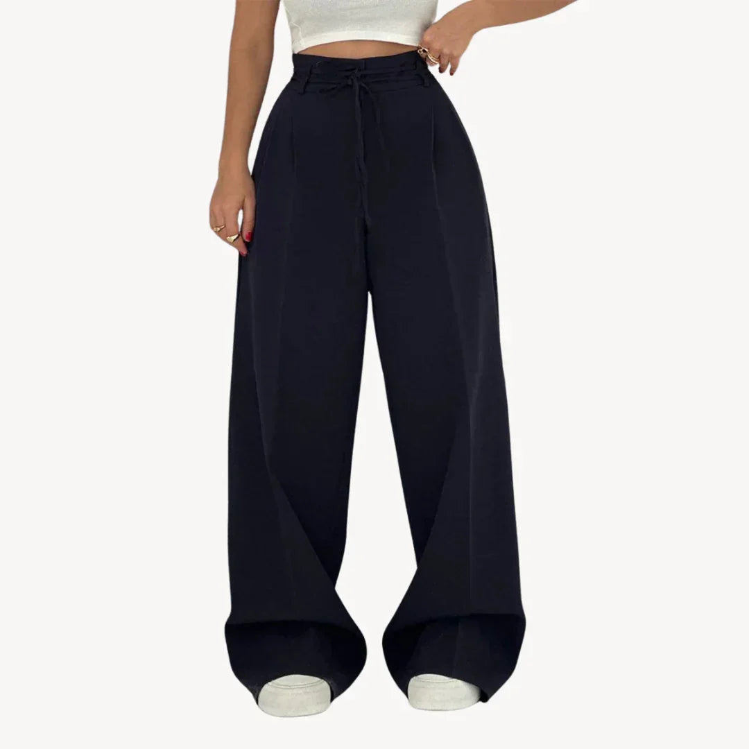 Wide-Leg Tie Waist Trousers for Women