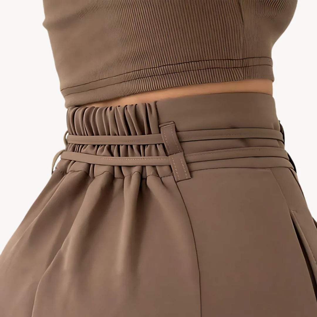 Wide-Leg Tie Waist Trousers for Women
