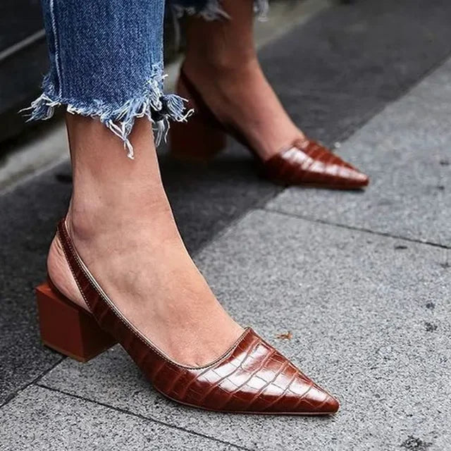 Pernille Slingback Pumps with Pointed Toe and Adjustable Strap For Women