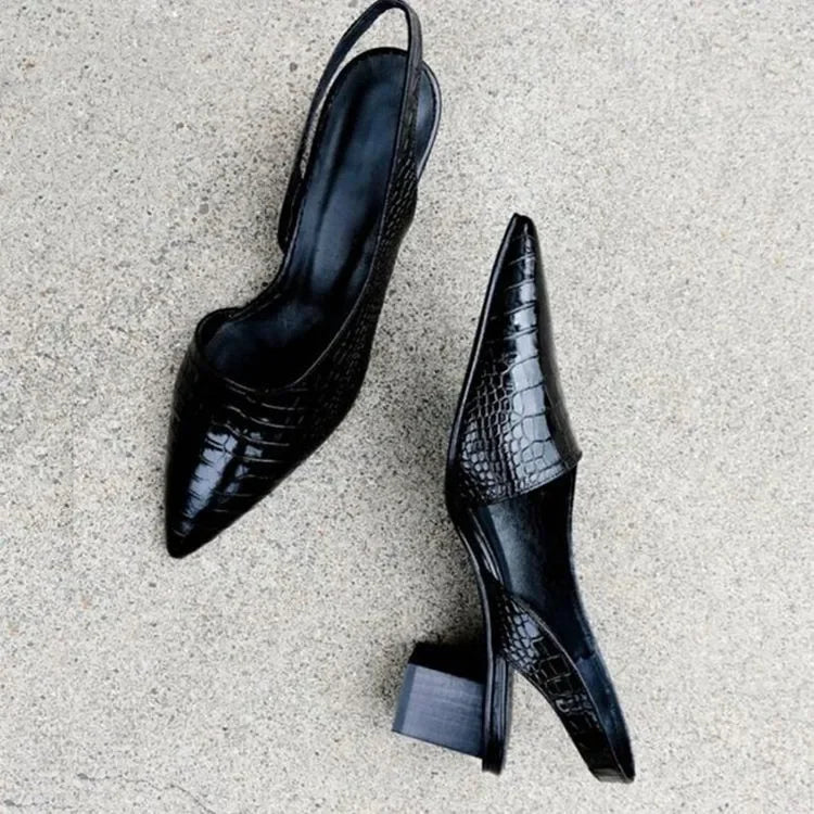 Pernille Slingback Pumps with Pointed Toe and Adjustable Strap For Women