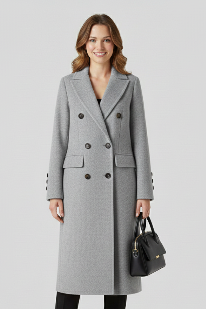 Women Coat with Lapel Collar and Button Closure