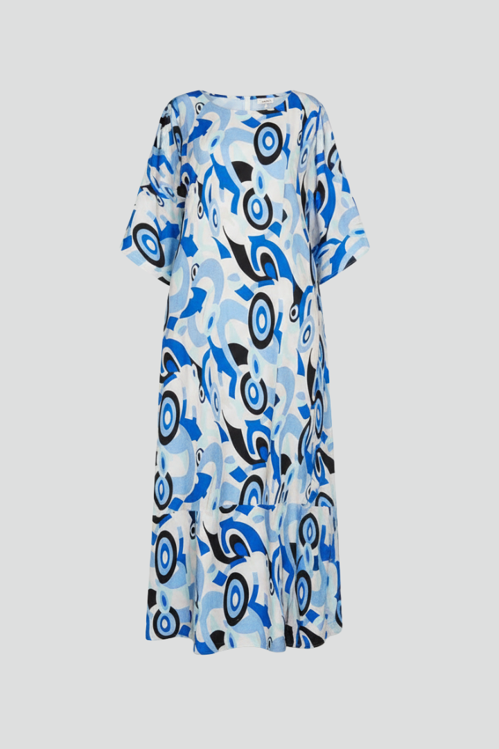 Women Dress with V Neck and Waist Tie