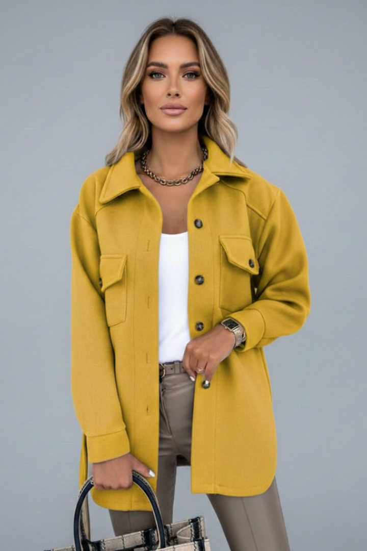 Women Jacket with Buttons and Chest Pockets