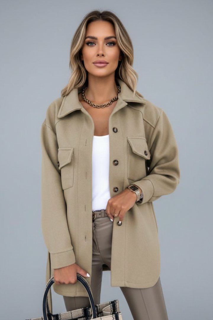 Women Jacket with Buttons and Chest Pockets