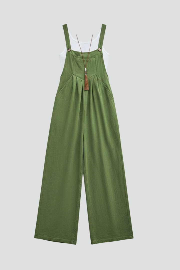 Women Jumpsuit with Adjustable Straps and Wide Legs