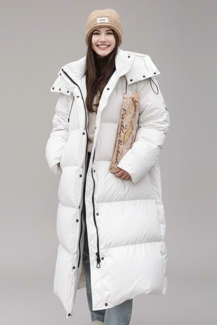 Women Quilted Jacket with Hood and Zipper Closure