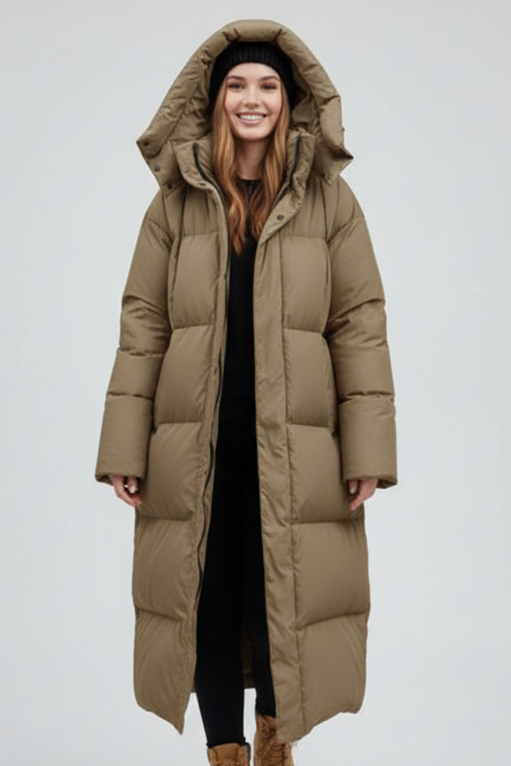 Women Quilted Jacket with Hood and Zipper Closure