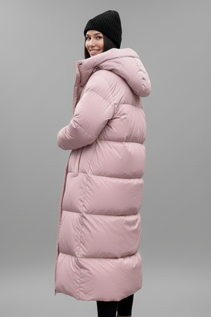 Women Quilted Jacket with Hood and Zipper Closure