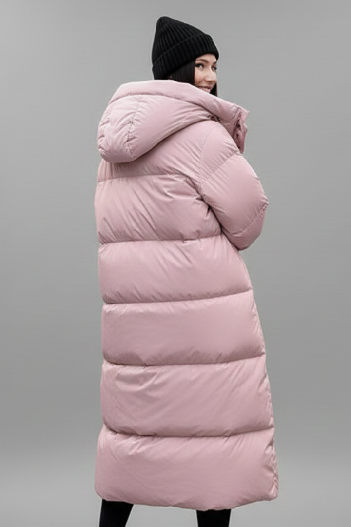Women Quilted Jacket with Hood and Zipper Closure