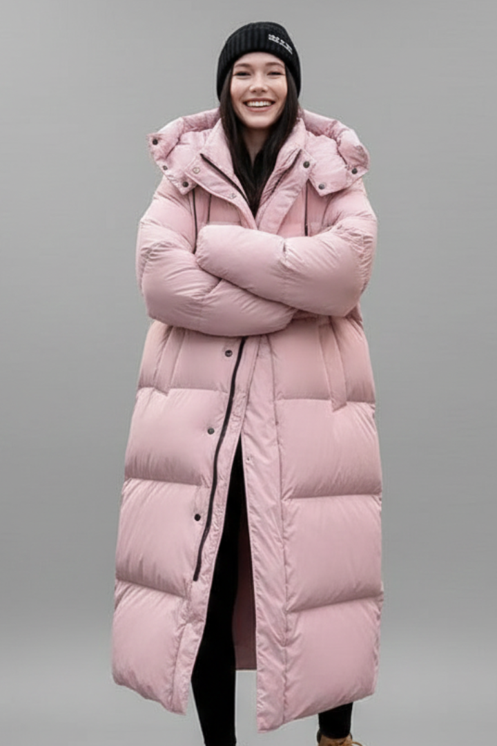 Women Quilted Jacket with Hood and Zipper Closure