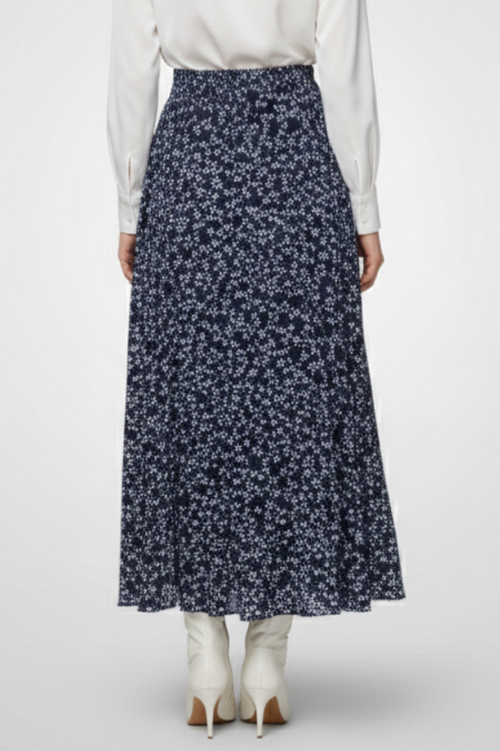 Women’s A-Line Skirt with Side Slit and Floral Print