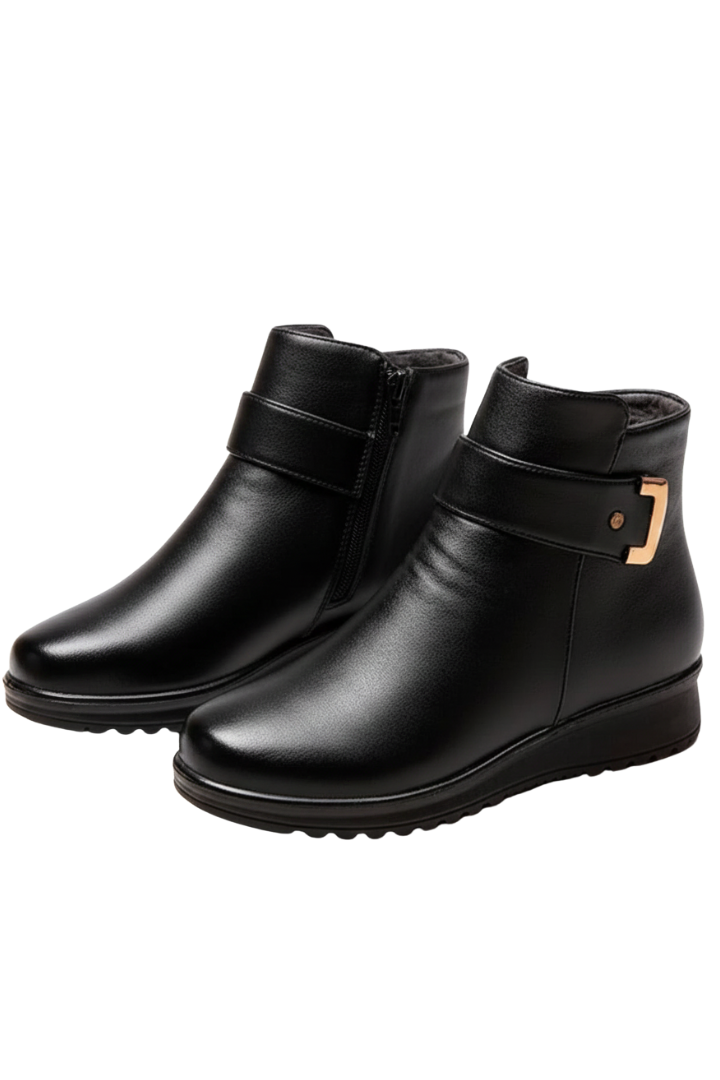 Women’s Ankle Boots with Side Zipper and Faux Fur Lining