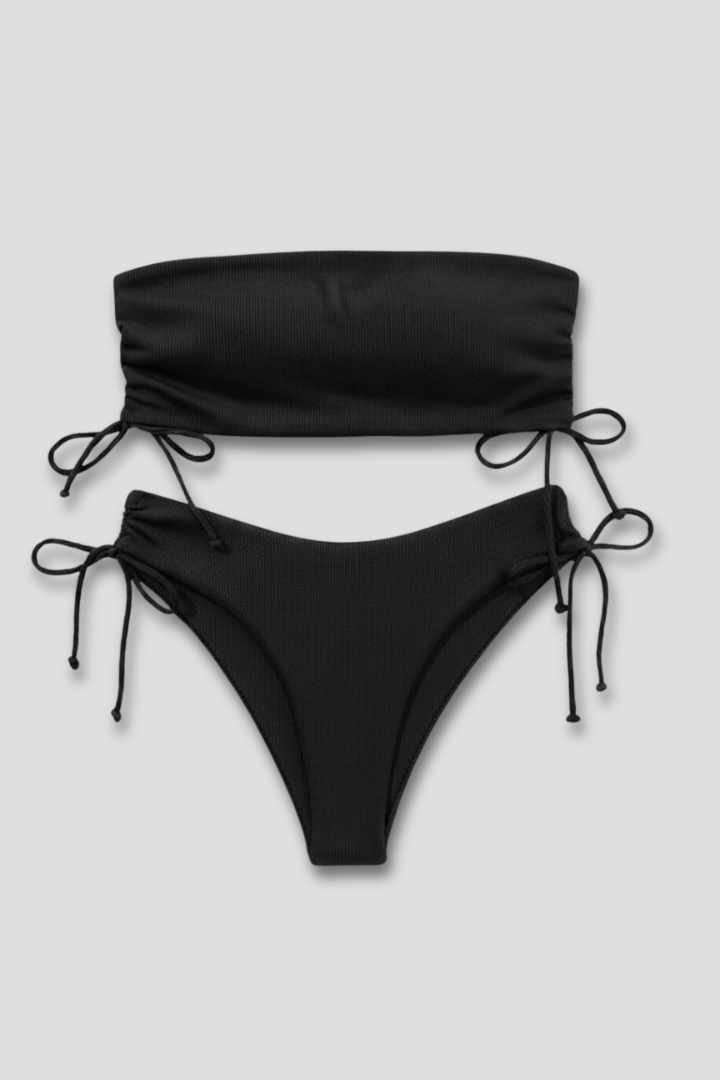 Women’s Bikini Set with Bandeau Top and Tie Side Bottom