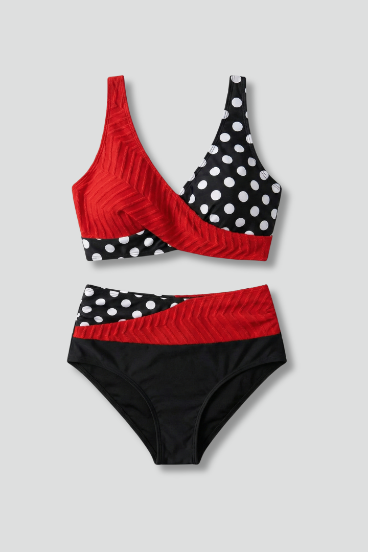 Women’s Bikini Set with Cross Front Top and High Waist