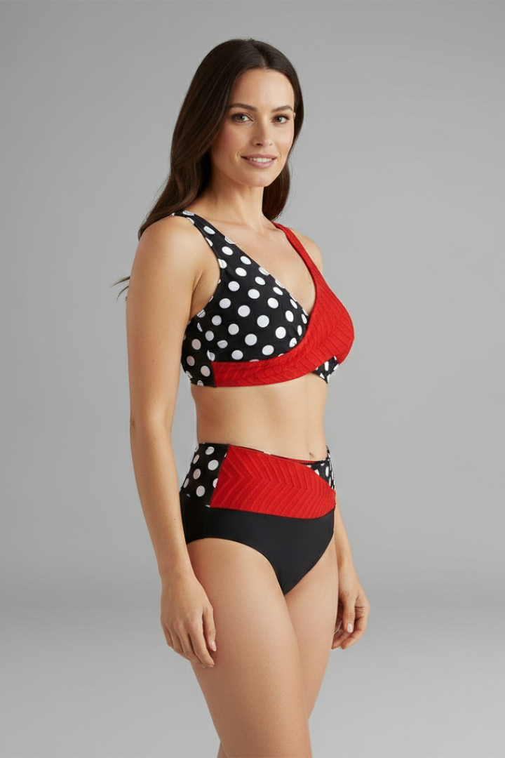 Women’s Bikini Set with Cross Front Top and High Waist