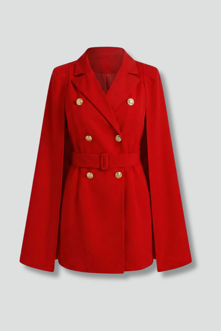 Women’s Blazer Dress with Double-Breasted Buttons and Belt