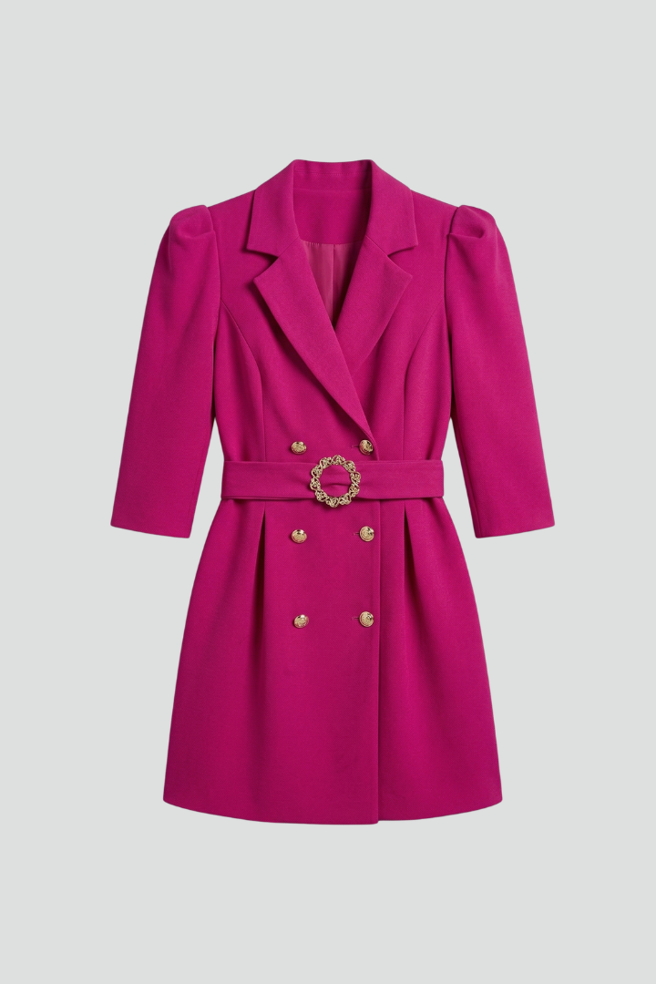 Women’s Blazer Dress with Notched Lapels and Button Front