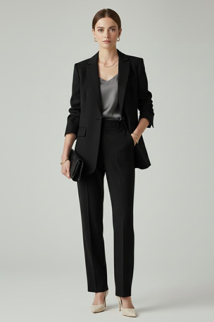 Women’s Blazer Set with Defined Shape and Straight-Leg Trousers