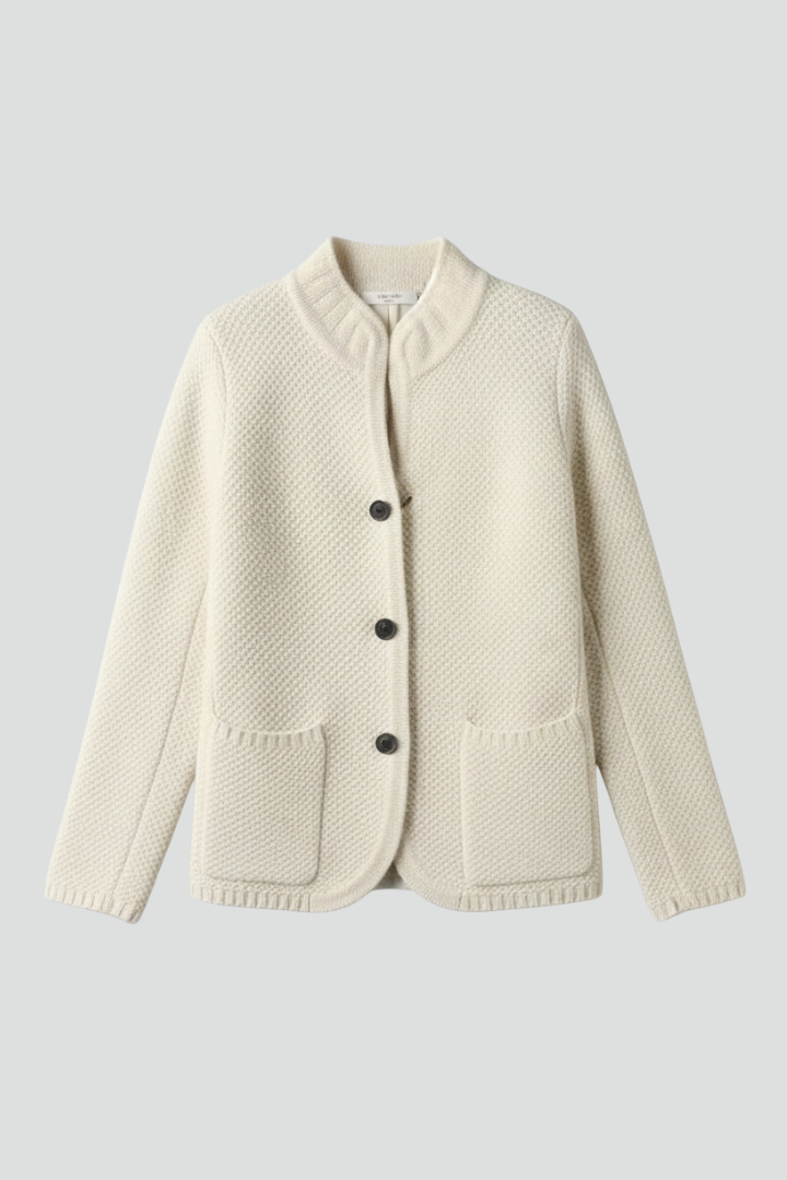 Women’s Blazer with Button Front and Structured Knit Surface