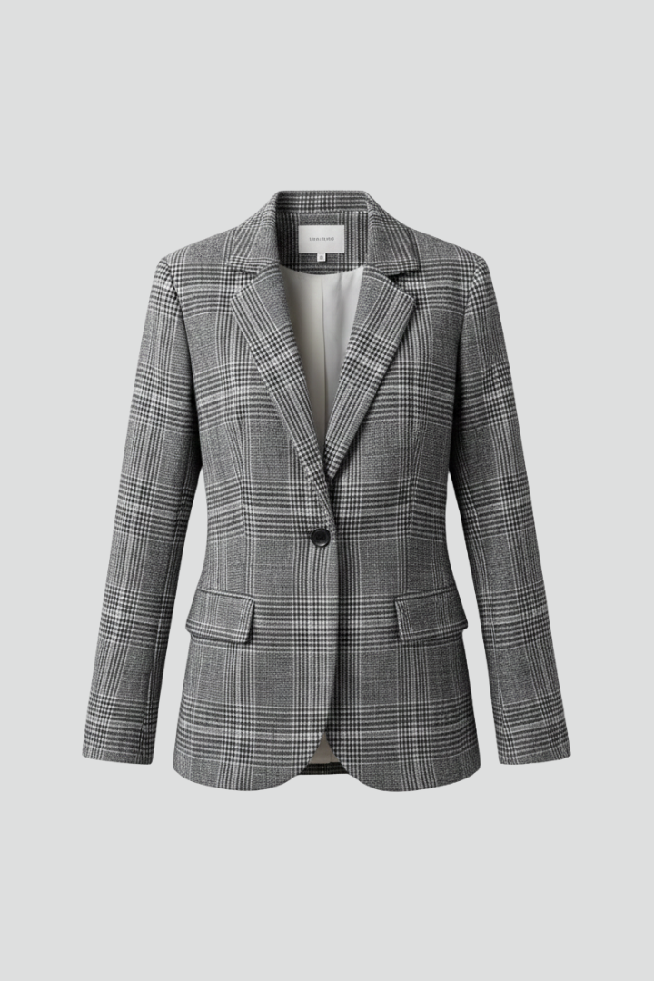 Women’s Blazer with Check Pattern and Defined Shape