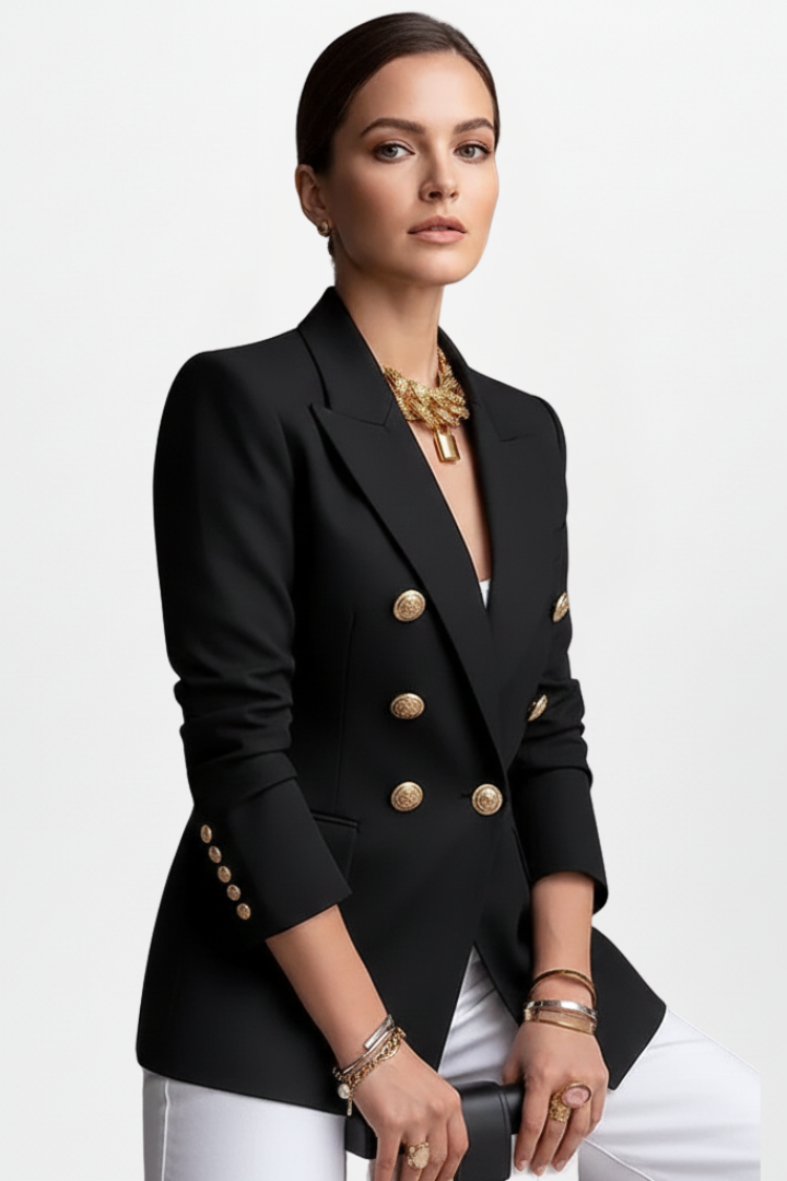 Women’s Blazer with Front Button Arrangement and Gold-Tone Buttons