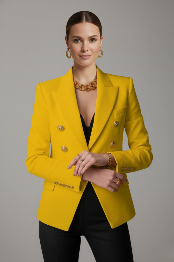 Women’s Blazer with Front Button Arrangement and Gold-Tone Buttons