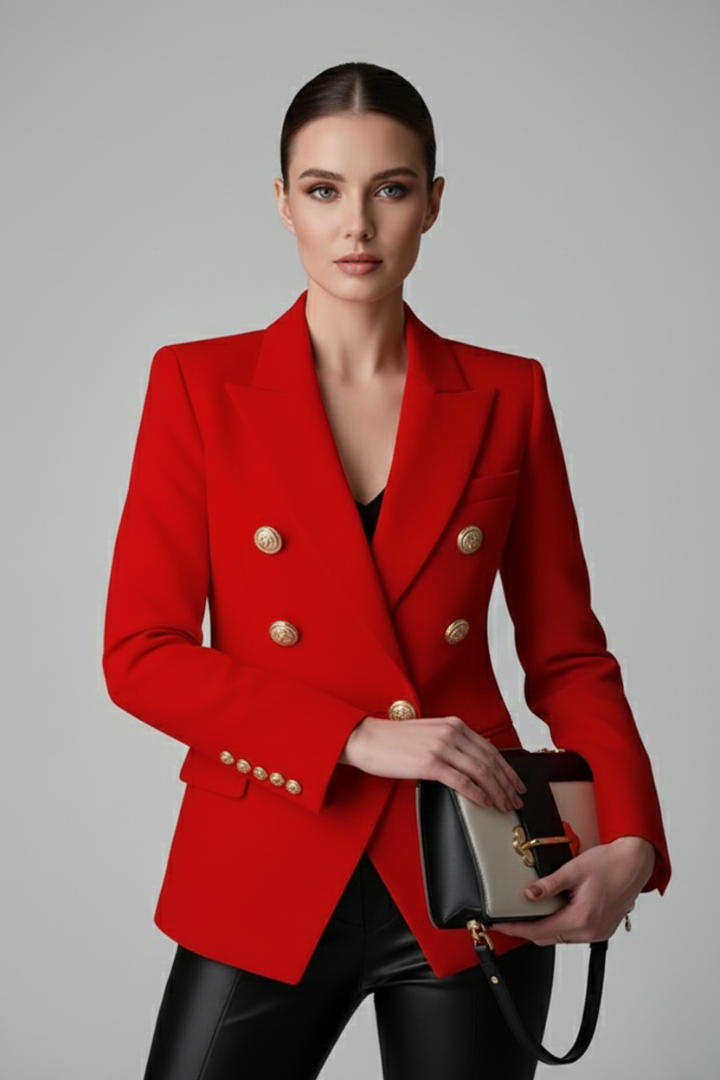 Women’s Blazer with Front Button Arrangement and Gold-Tone Buttons