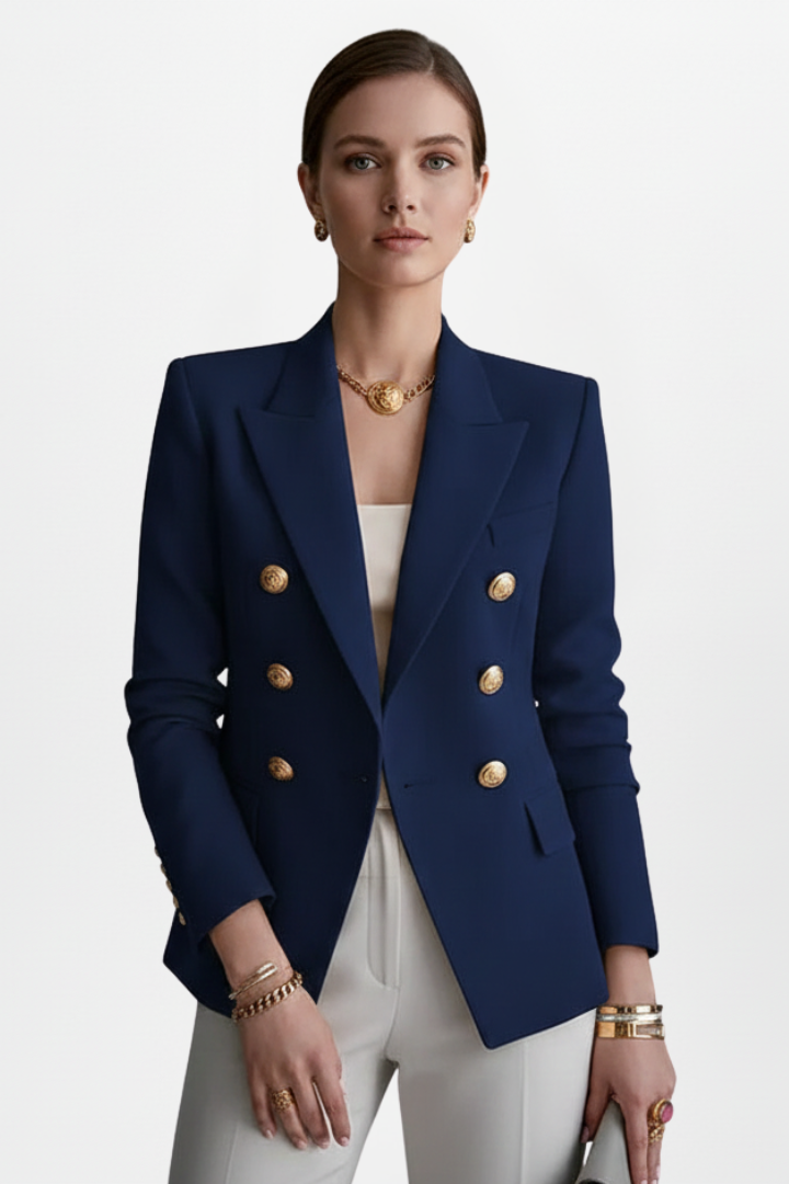 Women’s Blazer with Front Button Arrangement and Gold-Tone Buttons