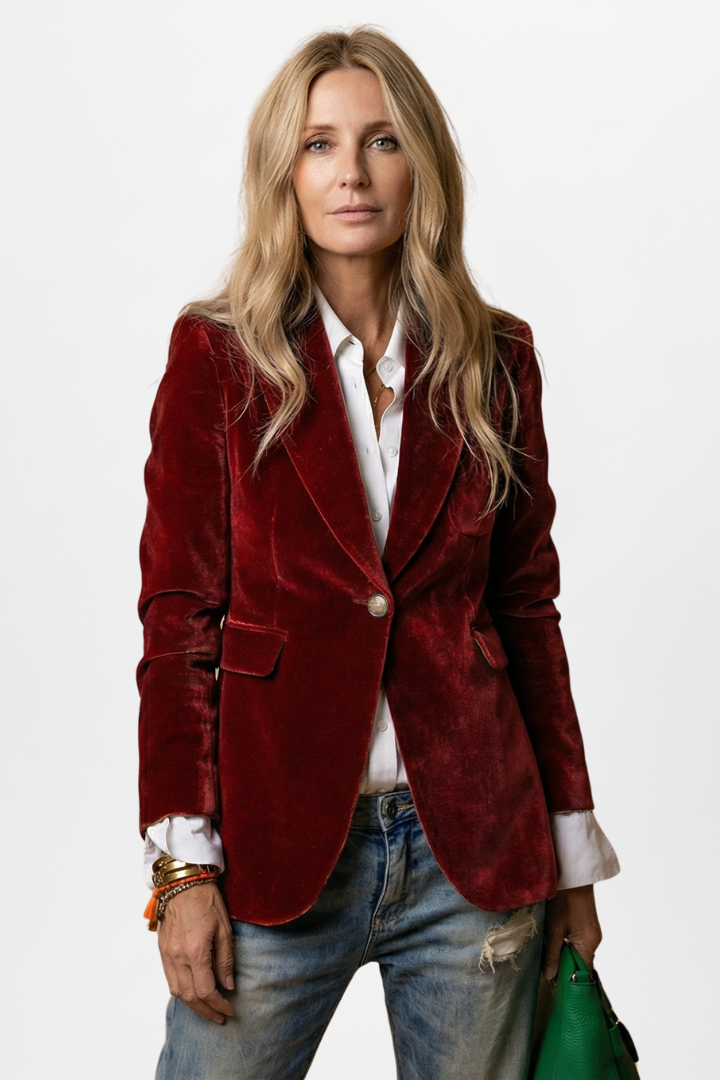 Women’s Blazer with Notch Collar and Single Button