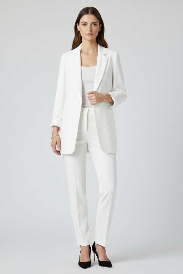 Women’s Blazer with Open Front and Structured Lapel