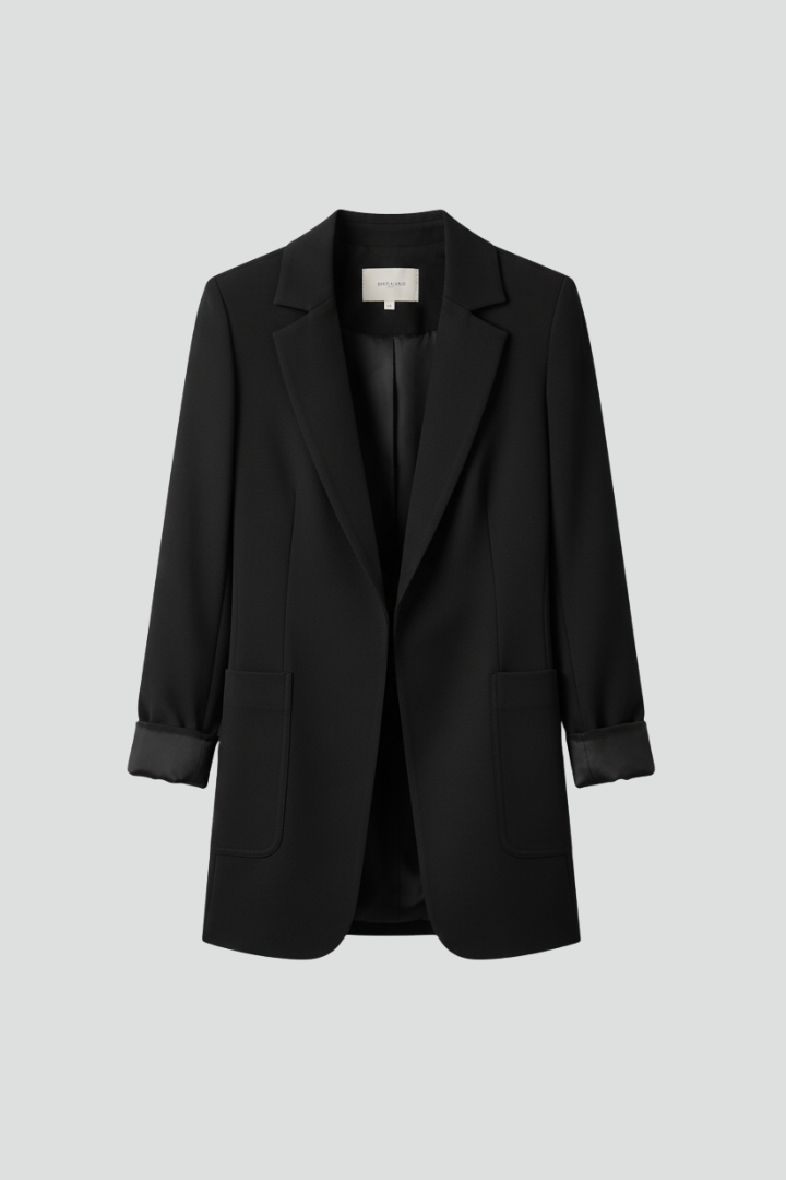 Women’s Blazer with Open Front and Structured Lapel