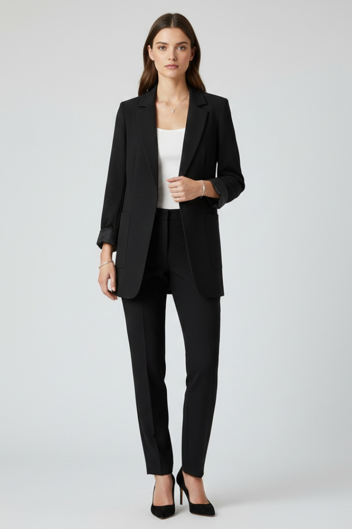 Women’s Blazer with Open Front and Structured Lapel