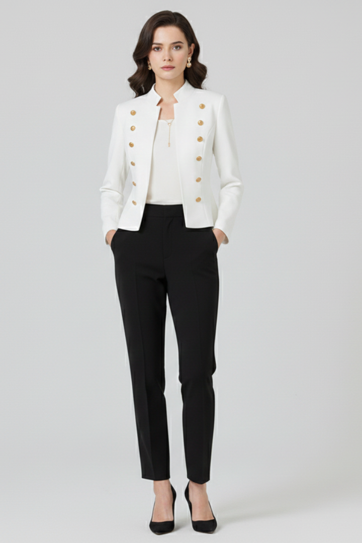 Women’s Blazer with Stand Collar and Button Detailing