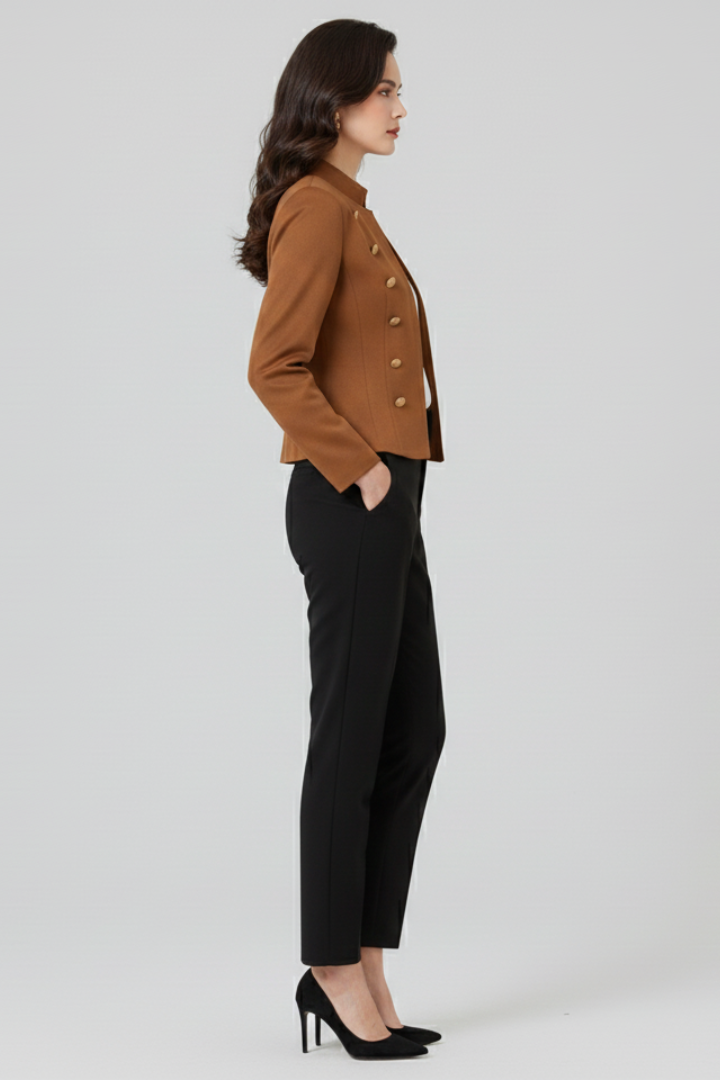 Women’s Blazer with Stand Collar and Button Detailing